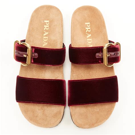 women prada mules|Prada flat velvet slides.